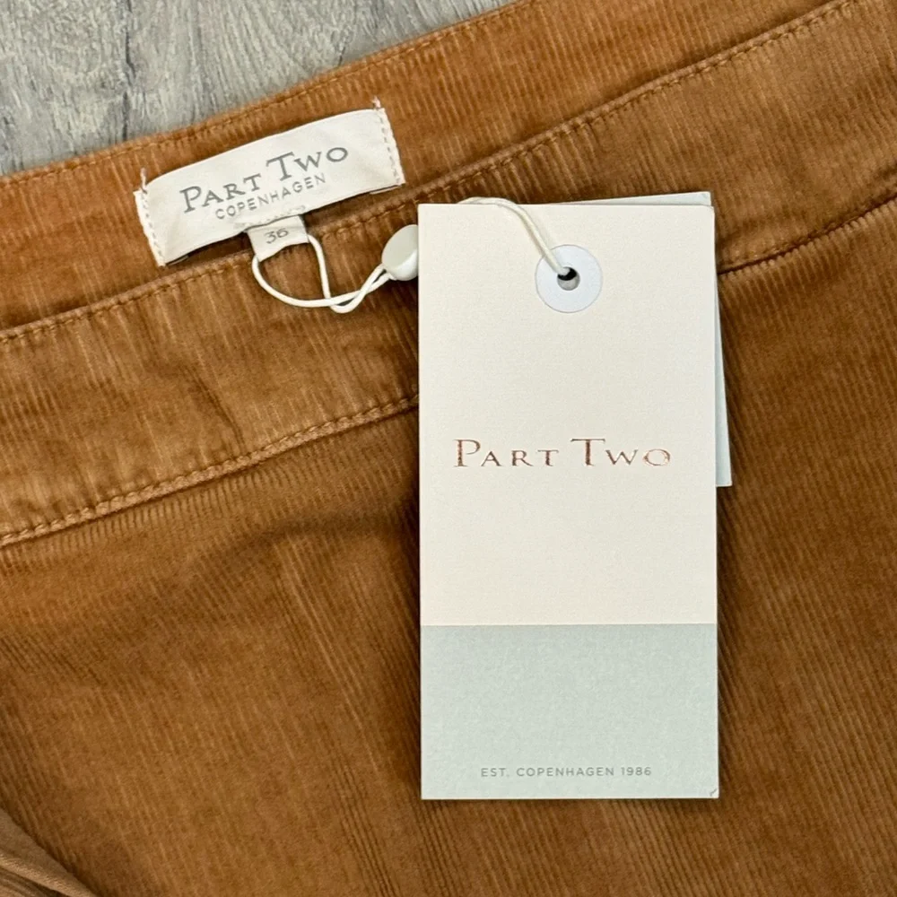 PART TWO Copenhagen TALYA SK Casual Tobacco Brown Corduroy Summer Mini Skirt - Picture 5 of 5